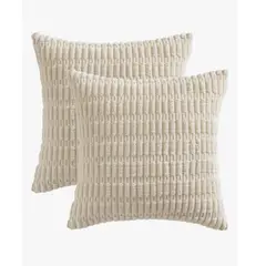 GENER - Fundas Cojín Pana Beige Decorativas 45x45cm Pack 2 Con Cremallera