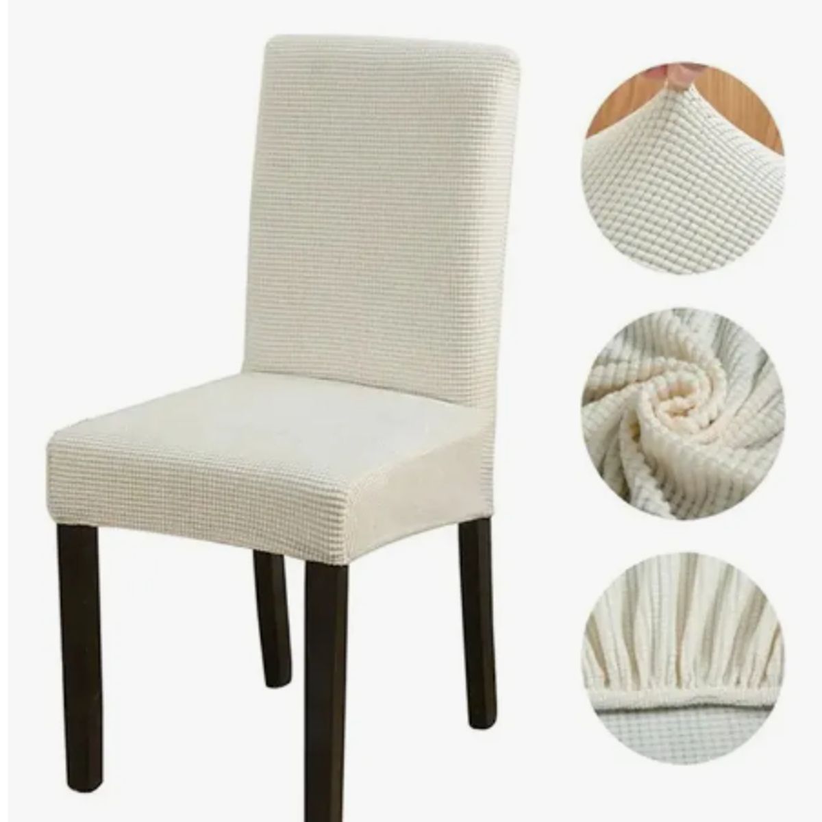 GENERICO - Pack X6 Fundas Cubre Silla Cuadrille Elasticada Para Comedor Beige Claro