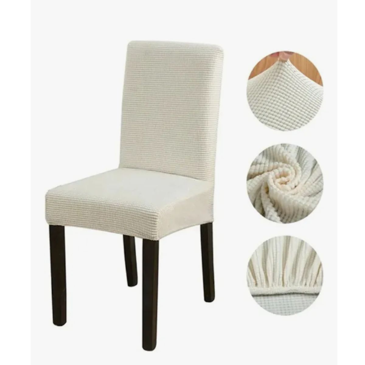 GENERICO - Pack X6 Fundas Cubre Silla Cuadrille Elasticada Para Comedor Beige Claro