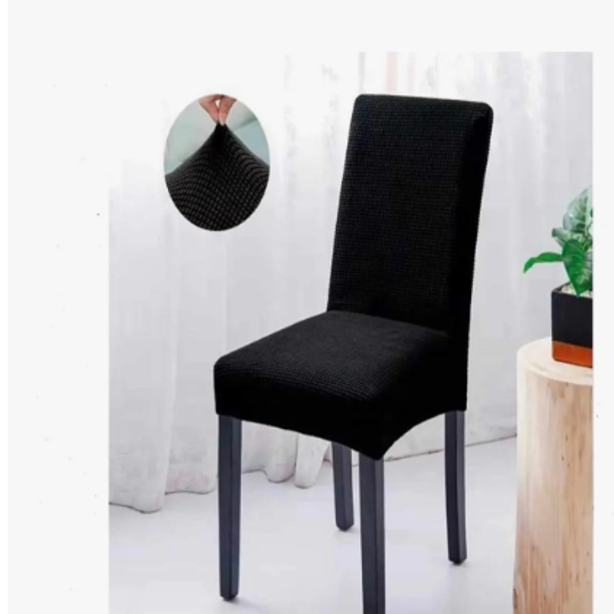 GENERICO - Pack X6 Fundas Cubre Silla Cuadrille Elasticada Para Comedor Negro