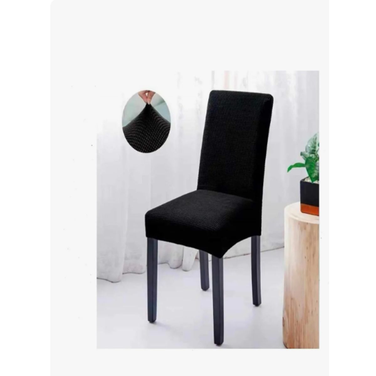 GENERICO - Pack X6 Fundas Cubre Silla Cuadrille Elasticada Para Comedor Negro