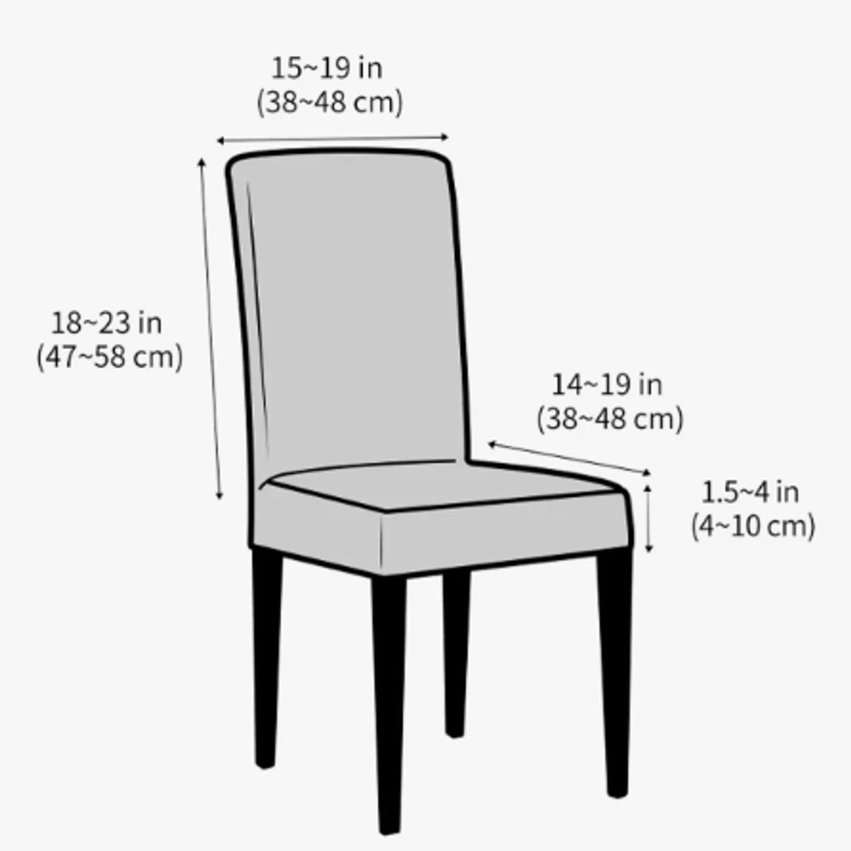 GENERICO - Pack X6 Fundas Cubre Silla Cuadrille Elasticada Para Comedor Negro