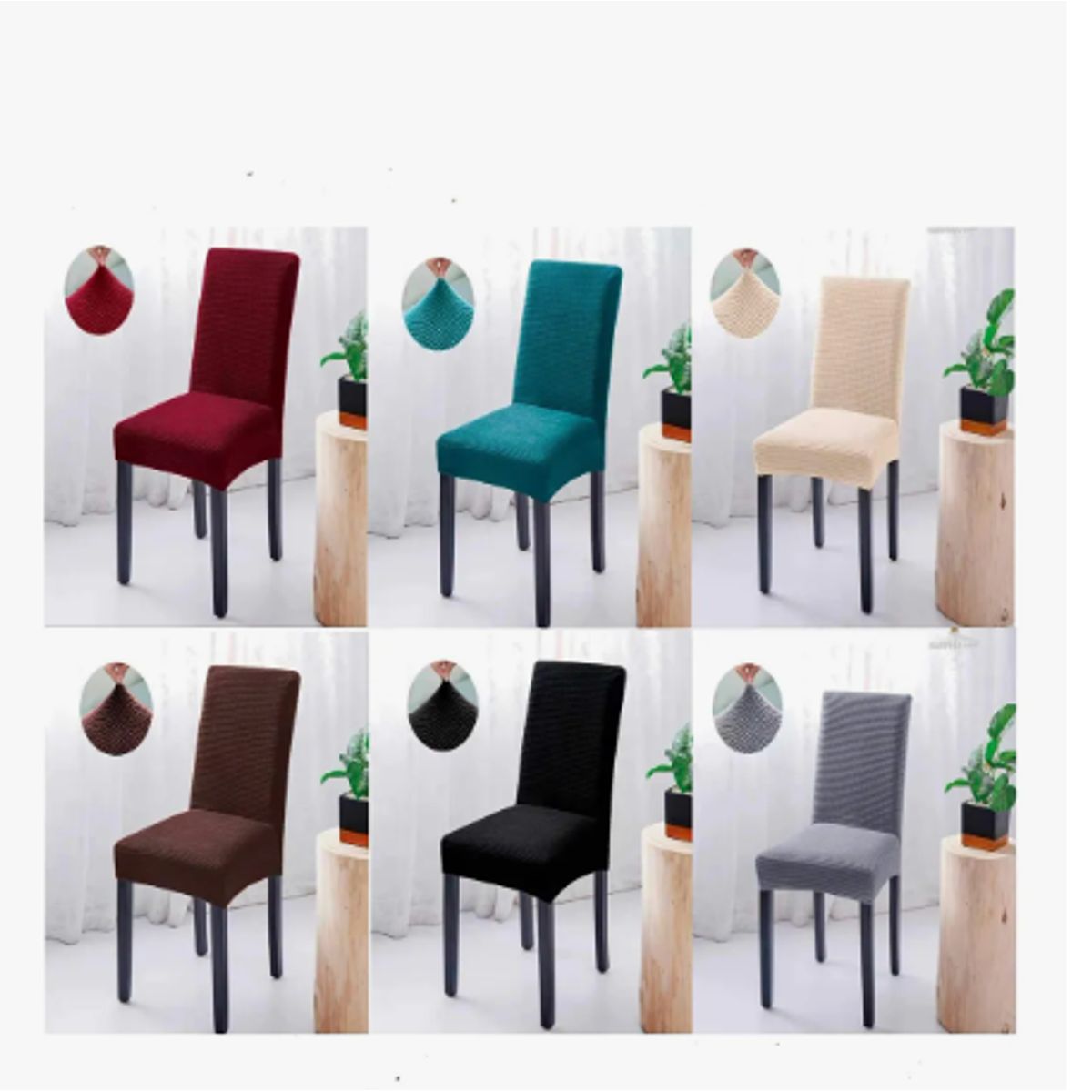 GENERICO - Pack 6 Funda De Silla Para Comedor Diseño Flor Spandex Color Rojo Diseño De La Tela Rayas