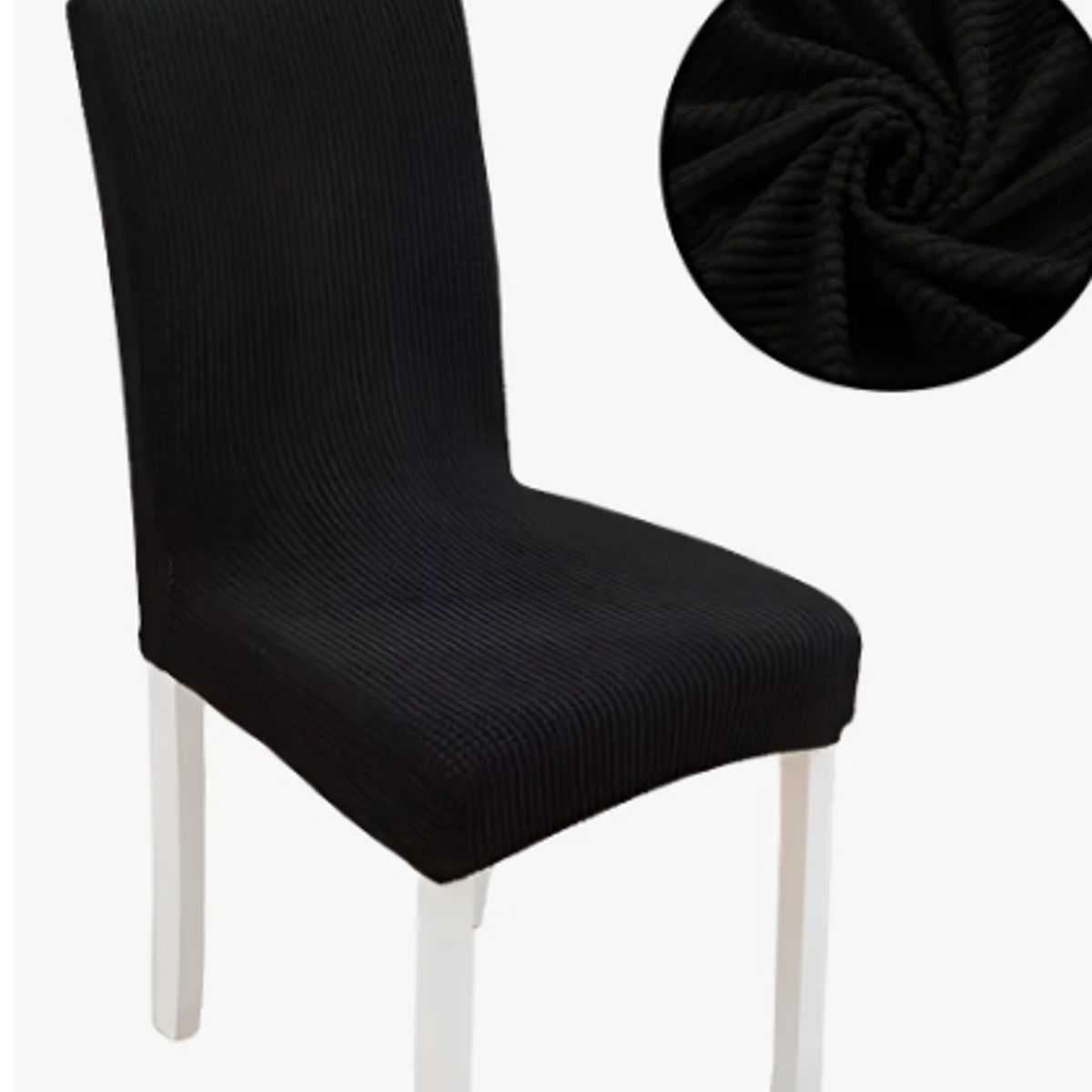 GENERICO - Pack 6 Fundas Silla Comedor Gruesa Cuadrille Diseño Spandex Color Negro