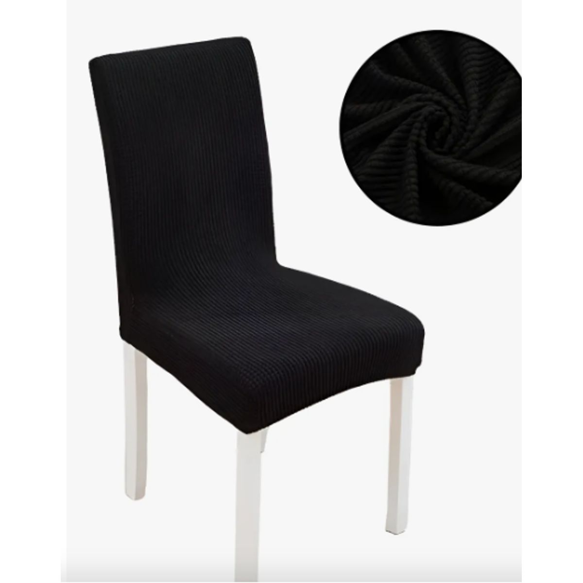 GENERICO - Pack 6 Fundas Silla Comedor Gruesa Cuadrille Diseño Spandex Color Negro