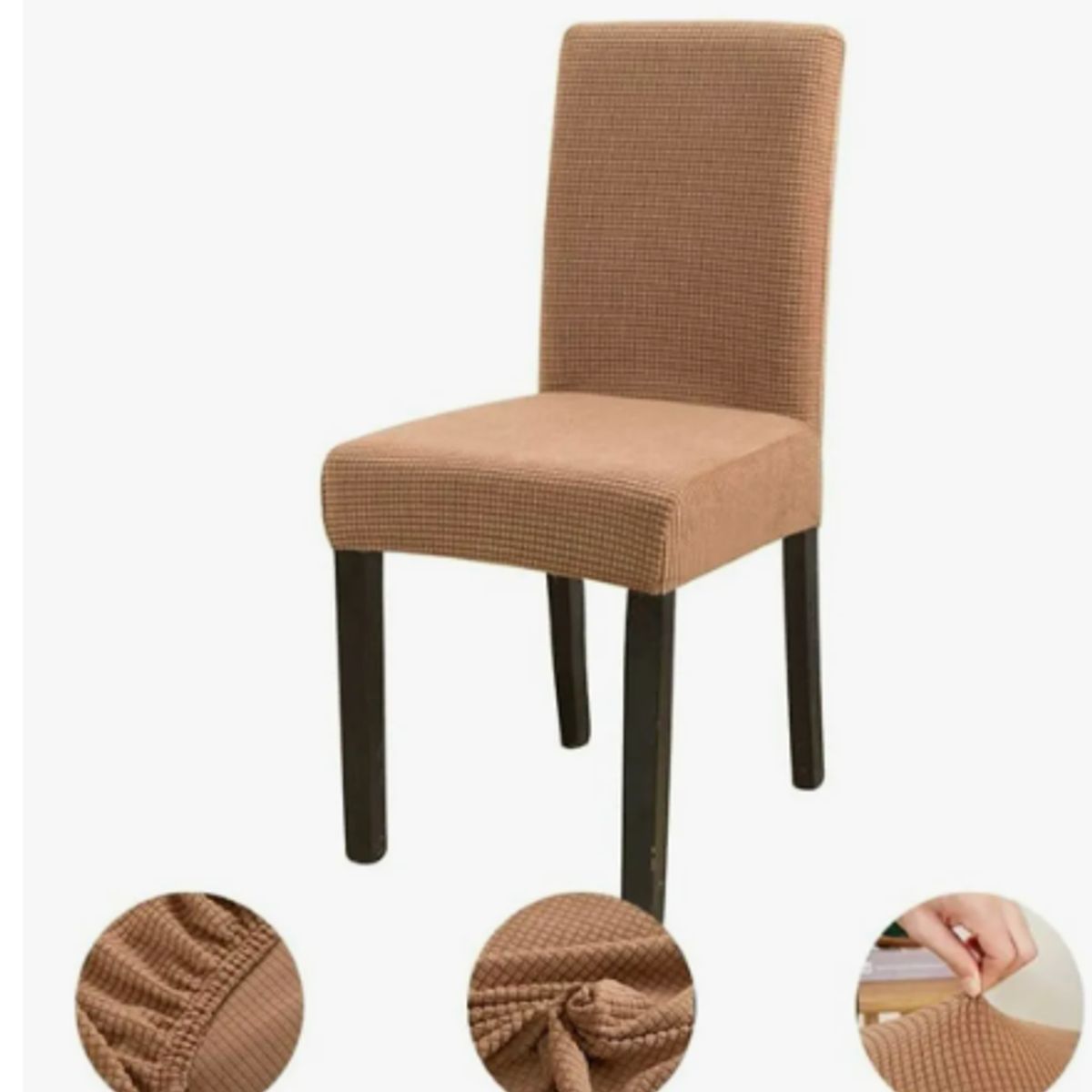 GENERICO - Pack 6 Funda De Silla Para Comedor Diseño Flor Spandex Color Marrón Claro Diseño De La Tela Rayas