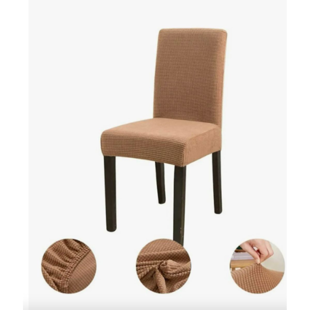 GENERICO - Pack 6 Funda De Silla Para Comedor Diseño Flor Spandex Color Marrón Claro Diseño De La Tela Rayas