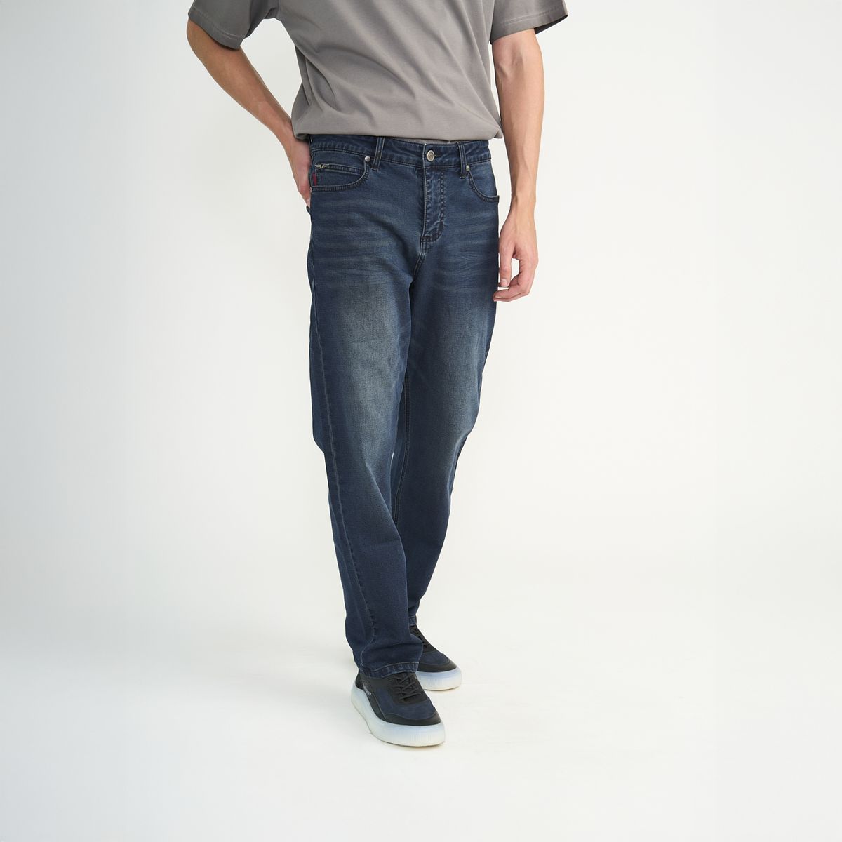 ELLUS - Jeans Ellus Hombre Relaxed Azul Oscuro Oxidado Jogger L33