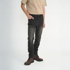 ELLUS - Jeans Hombre Slim Bordado Negro Oil Ring L40