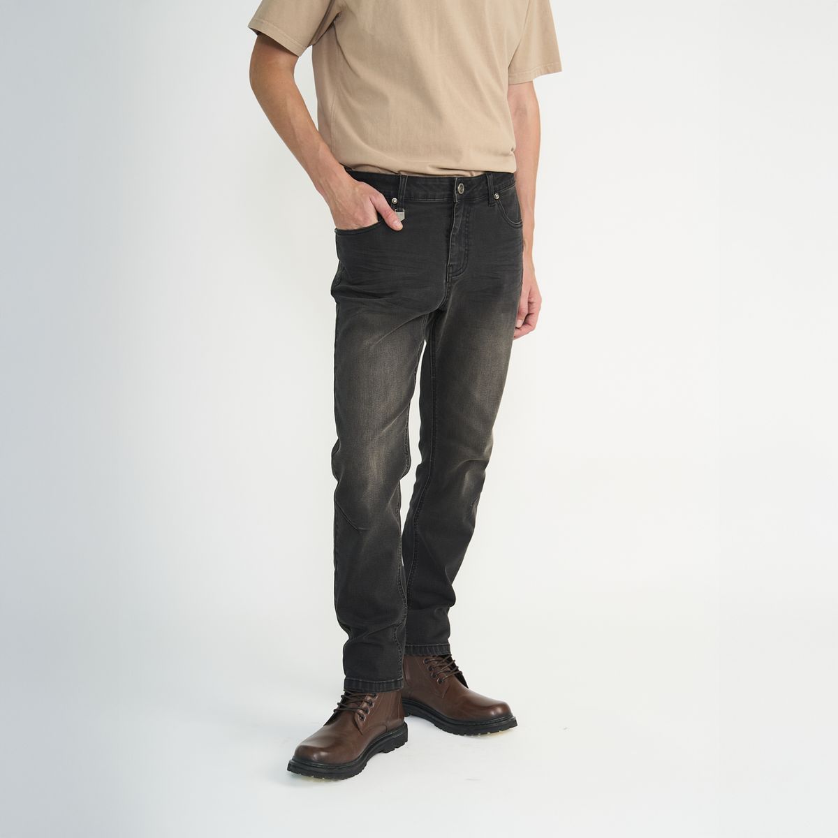ELLUS - Jeans Ellus Hombre Slim Bordado Negro Oil Ring L40