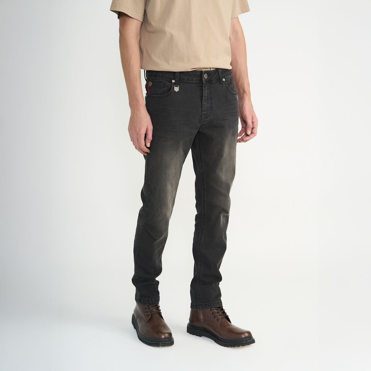 ELLUS - Jeans Ellus Hombre Slim Bordado Negro Oil Ring L40
