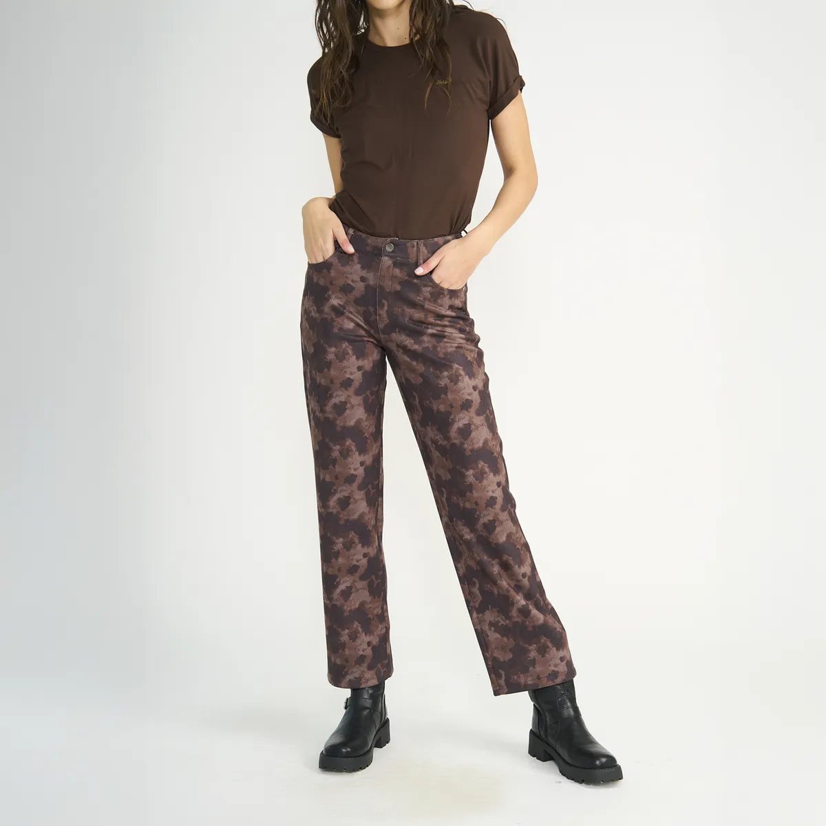 ELLUS - Pantalon Ellus Mujer Relaxed Suede Vaca