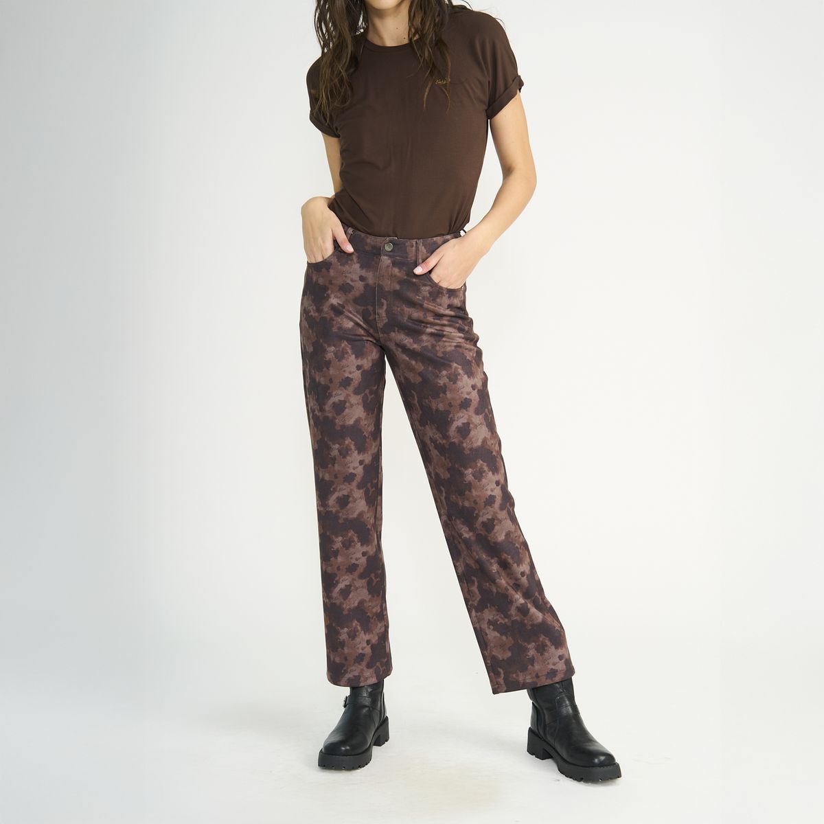 ELLUS - Pantalon Ellus Mujer Relaxed Suede Vaca