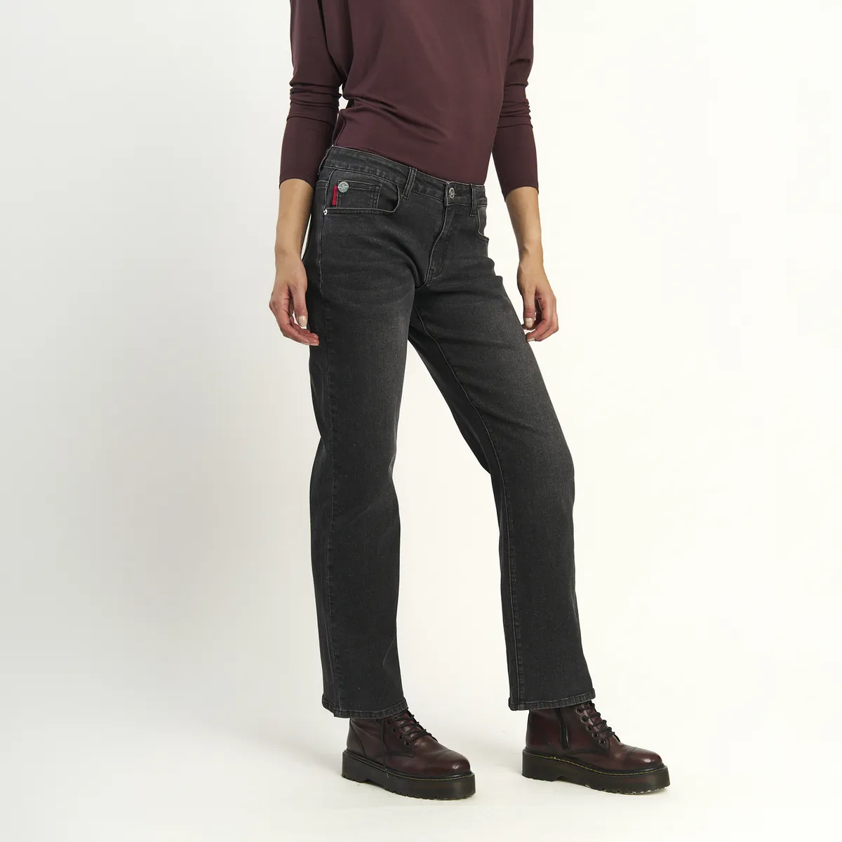 ELLUS - Jeans Ellus Mujer Relaxed Tiro Alto Caido Gris Oscuro L37