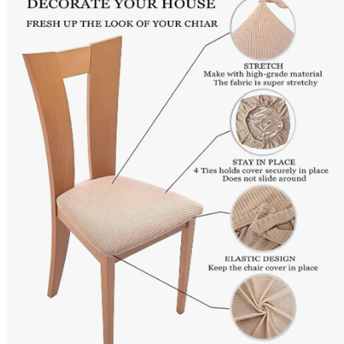 GENERICO - De 6 Funda De Asiento Para Silla De Comedor Color Calipso Osc/aisendo