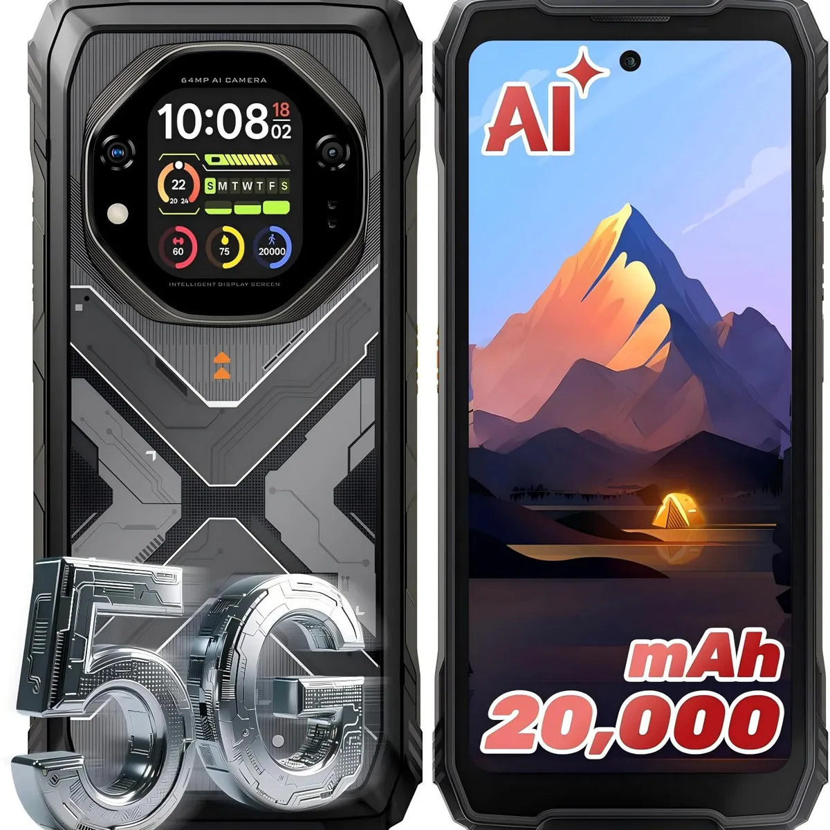 OSCAL - OSCAL TANK 1 5G Celular 36GB+256GB 20000Amh Android 15 Smartphone-Negro