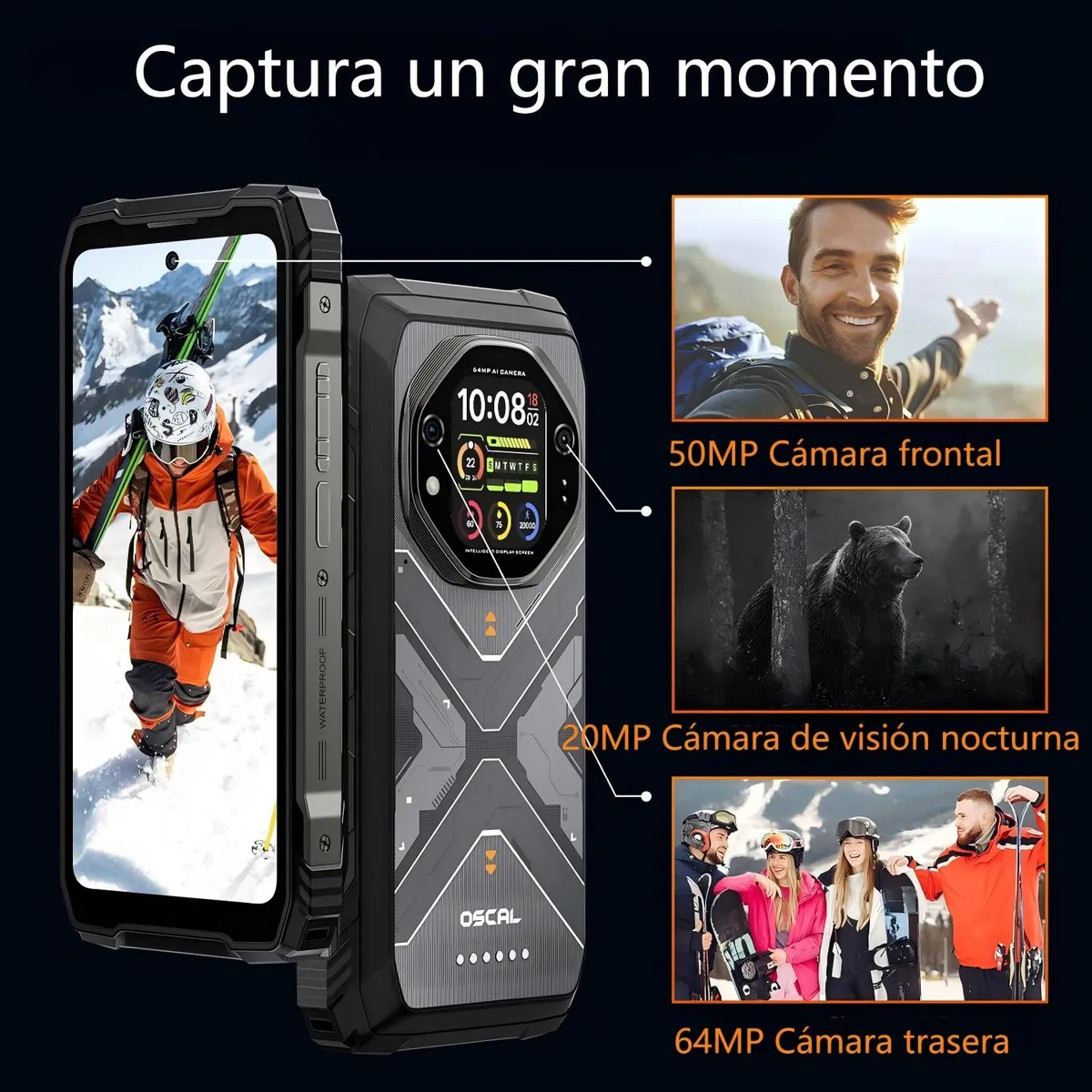 OSCAL - OSCAL TANK 1 5G Celular 36GB+256GB 20000Amh Android 15 Smartphone-Negro