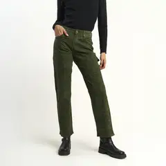 ELLUS - Pantalon Mujer Carpintero Recta Cafe