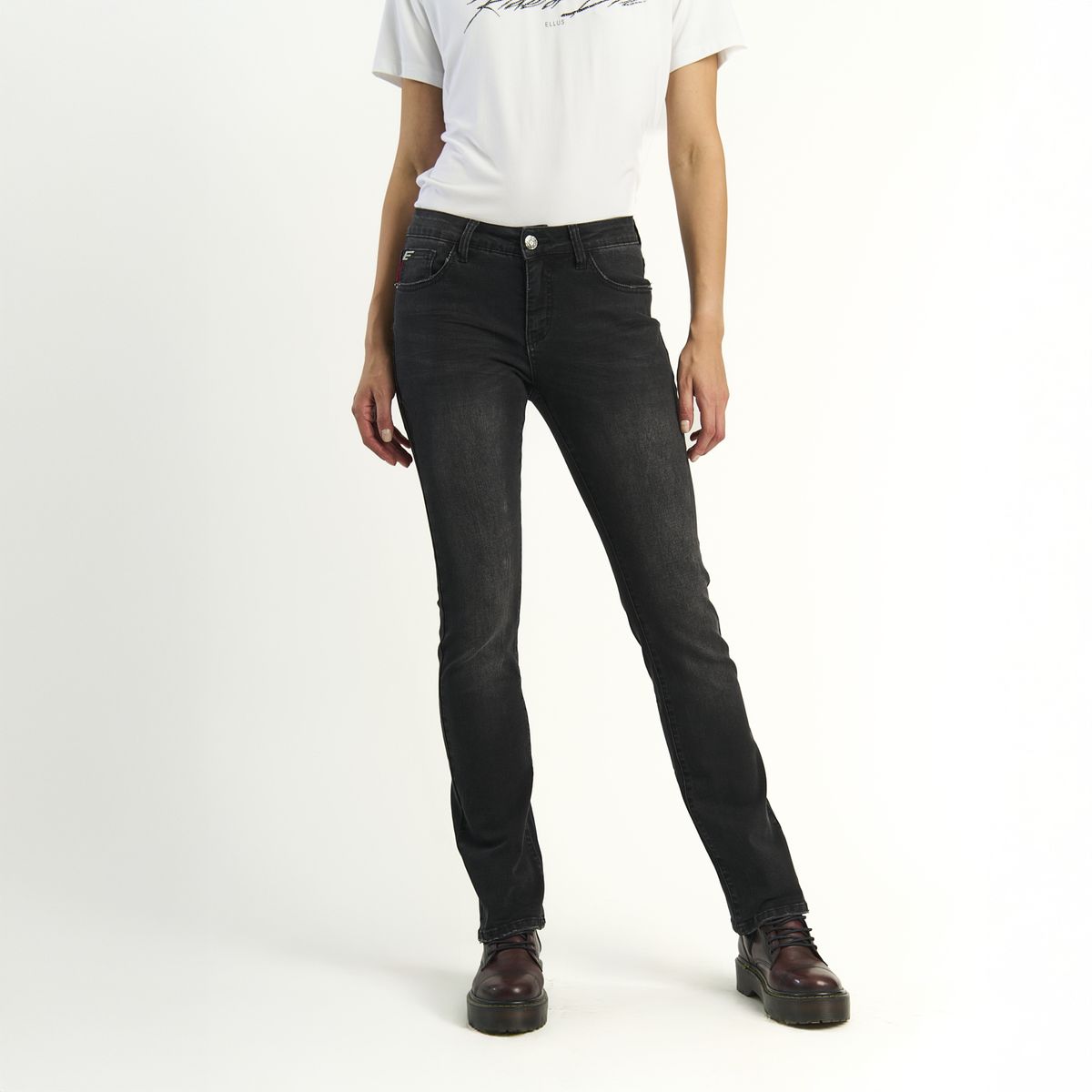 ELLUS - Jeans Ellus Mujer Janice Negro Emb Lurex L36