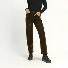ELLUS - Jeans Mujer Recta Flocked Denim Espresso L89