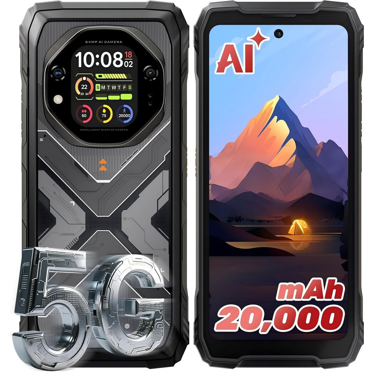 OSCAL - OSCAL TANK 1 5G Celular 36GB+256GB 20000Amh Android 15 Smartphone-Naranja