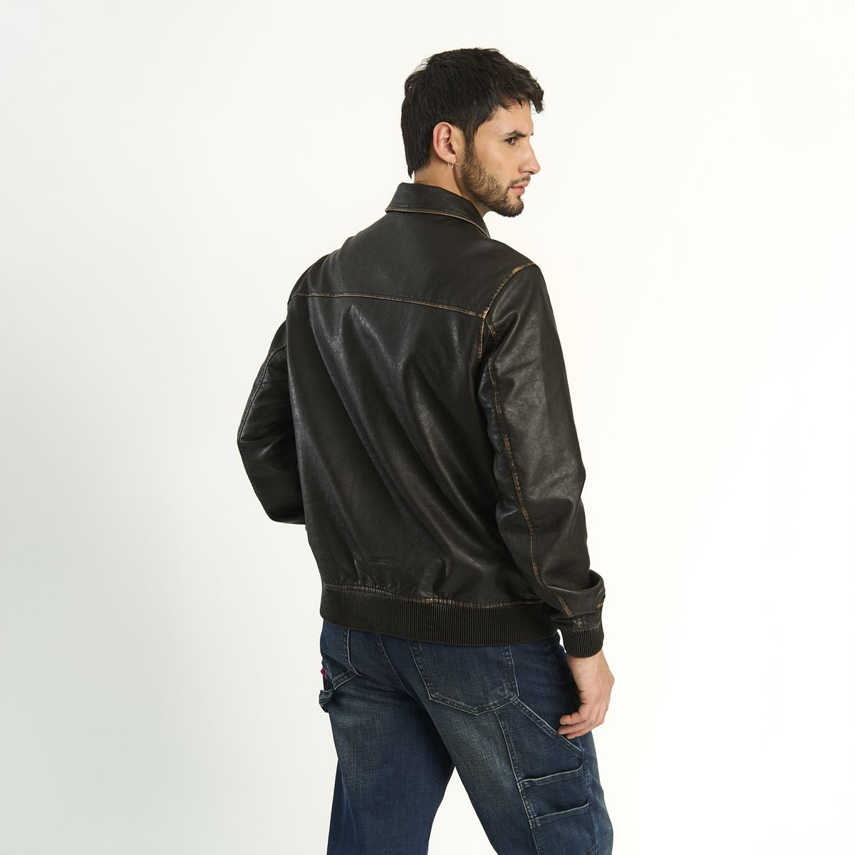 ELLUS - Chaqueta Ellus Hombre Camisera Bomber Café