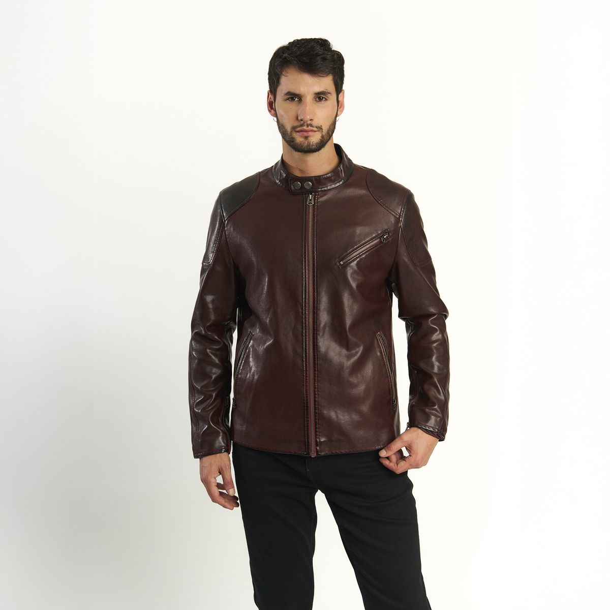 ELLUS - Chaqueta Ellus Hombre New Moto Burdeo