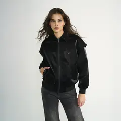 ELLUS - Chaqueta Mujer Maxi Bomber Snake Negro