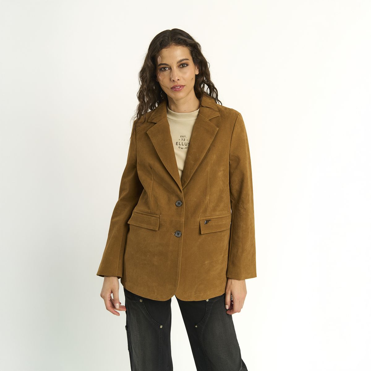 ELLUS - Blazer Ellus Mujer Flocked Denim Cafe
