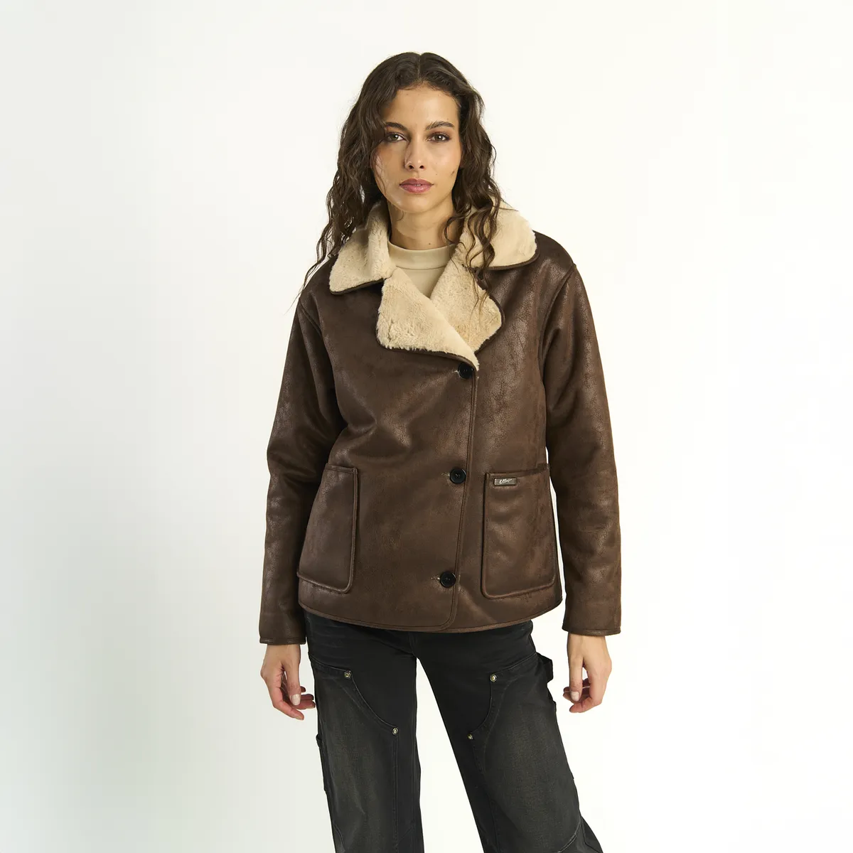 ELLUS - Chaqueta Ellus Mujer Gamulán Bonded Pelo Interno