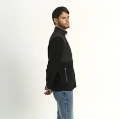 ELLUS - Poleron Hombre Micropolar Full Zipper Negro