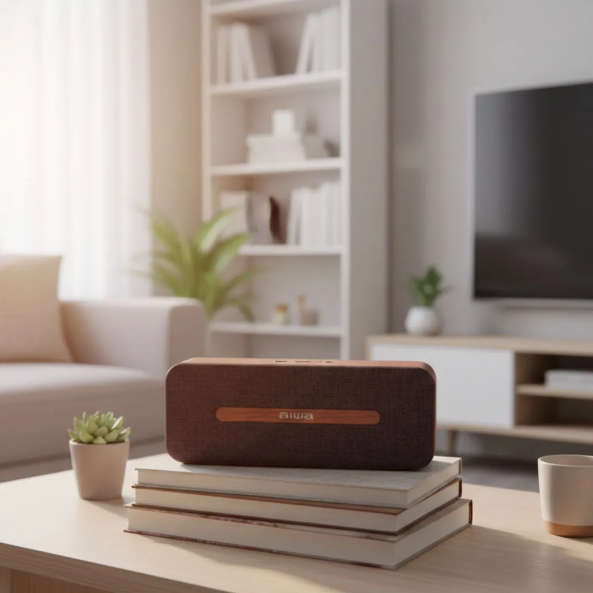 AIWA - Parlante Bluetooth Aiwa Acabado Elegante Madera Café AWP70