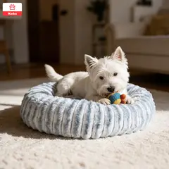 KOBA - Cama Redonda Para Mascota Gatos Perros Tela Angora Suave Lavable Estilo Donut Dirty Color Gris