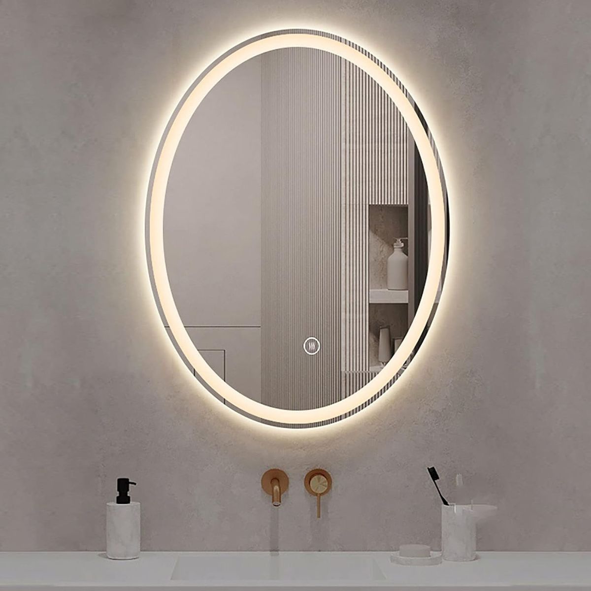 BLUEDREAMER - Espejo Con Luz Led Touch De Lujo Para Tocador O Baño 50x70cm