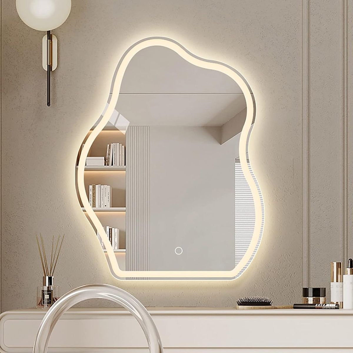 BLUEDREAMER - Espejo Con Luz Led Touch De Lujo Para Tocador O Baño 50x70cm