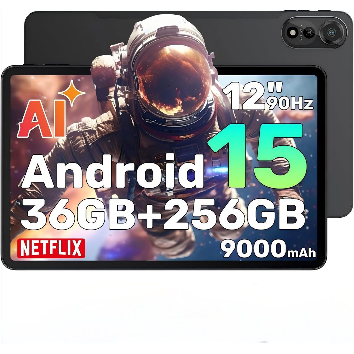 BLACKVIEW - Blackview MEGA2 WIFI Tableta 24GB+256GB 12 pulgadas 9000mAh Android 15-Gris