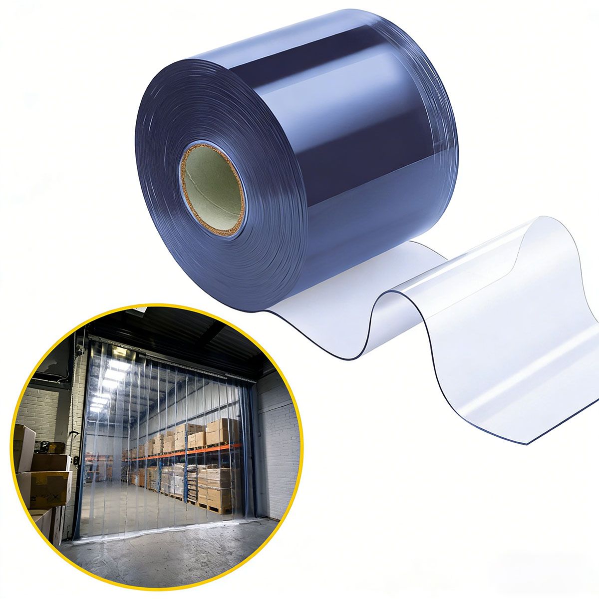 Cortina Lama Pvc Industrial Transparente Plasticas Rollo 164 pies x 8 pulgadas x 0.08 pulgadas, marca GENERICO - Foto Principal