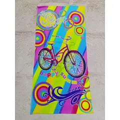 GENERICO - TOALLA DE PLAYA Y PISCINA DE MICROFIBRA SECADO RÁPIDO Y CON DISEÑO BICICLETA 75X150CM