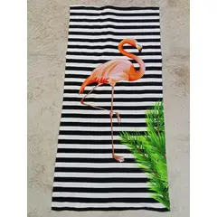 GENERICO - TOALLA DE PLAYA Y PISCINA DE MICROFIBRA SECADO RÁPIDO Y CON DISEÑO FLAMENCO 75X150CM