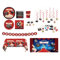 FESTA - Set Decoración Fiesta Tematica Pelicula Hollywood 30Personas