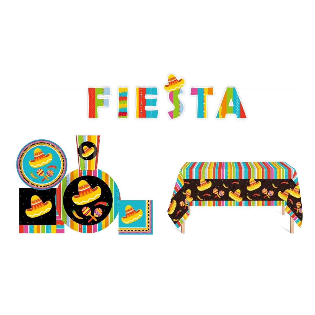 FESTA - Set Decoración Fiesta Mexicana Cotillón Cumpleaños 30Persona Kiosclub