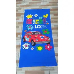 GENERICO - TOALLA DE PLAYA Y PISCINA DE MICROFIBRA SECADO RÁPIDO Y CON DISEÑO AUTO FLORES 75X150CM