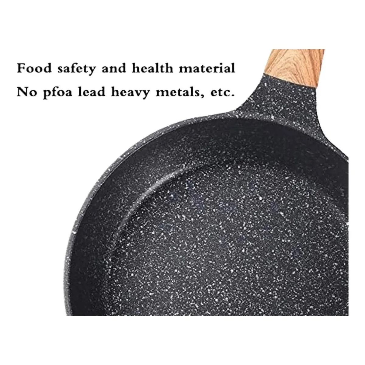 GENERICO - Sartén Antiadherente De Mármol De 26cm Mango Estilo Madera