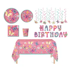 FESTA - Set Decoración Fiesta Mariposa Cumpleaños Para 24 Personas