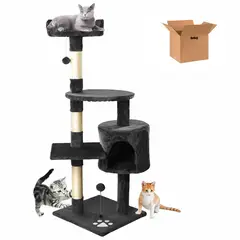 GENERICO - Rascador Arbol Para Gatos Caseros Torre Yute 116cm Marengo Gris Oscuro BELUG