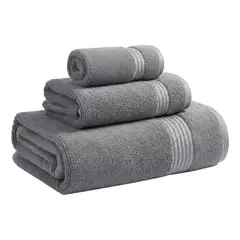 SIMPEL HOME - Set De Toallas Mano Baño Y Cara 100% Algodón Peinado 500 GSM Simpel Gris