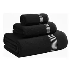 SIMPEL HOME - Set De Toallas Mano Baño Y Cara 100% Algodón Peinado 500 GSM Simpel Negro