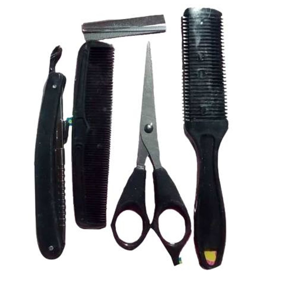 GENERICO - Set peluquería 5 piezas peine con navajas, tijera...