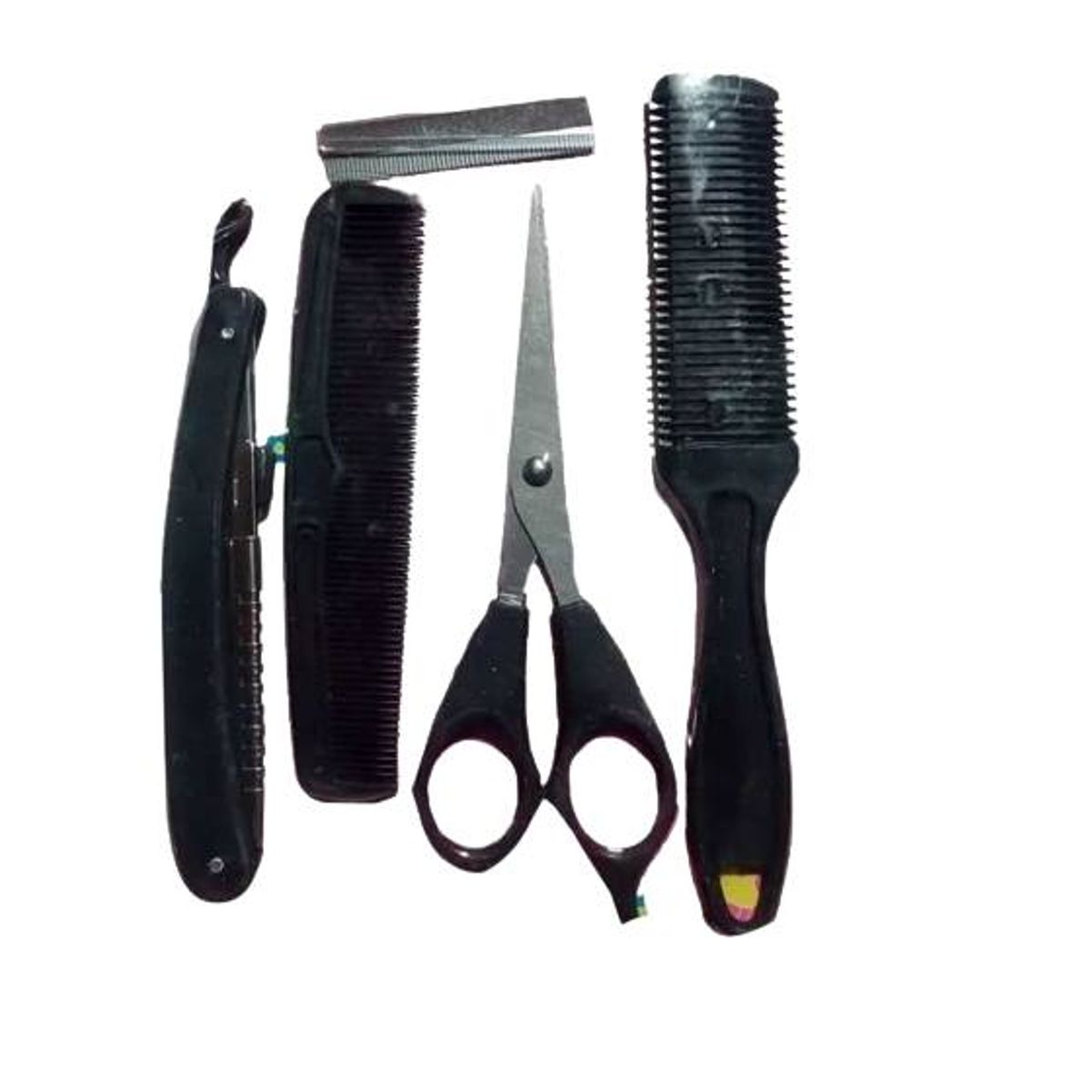 GENERICO - Set peluquería 5 piezas peine con navajas, tijera...