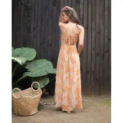 MI PLACARD - Vestido Largo Leya NaranjoTurquesa